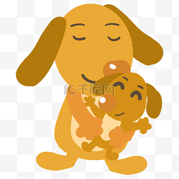 妈妈小狗的素材图片_母亲节拥抱的小狗母子