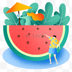 夏季一片西瓜插画