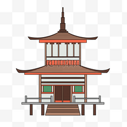 扁平风格日本传统寺庙
