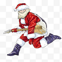 音乐圣诞老人图片_圣诞节圣诞老人摇滚朋克插画元素