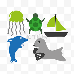 绿色的章鱼图片_svg海洋生物邮轮鲸鱼章鱼