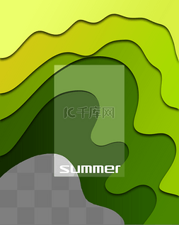 夏日绿色系图片_绿色立体剪纸装饰边框夏日
