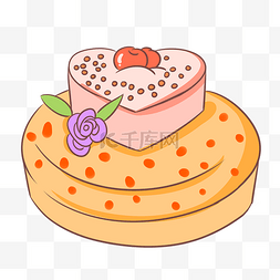 粉色心形蛋糕插画