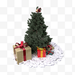 礼物盒圣诞树图片_矮小的圣诞树和礼物盒