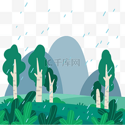 春季上新展板图片_雨水节气春季植物树木下雨天