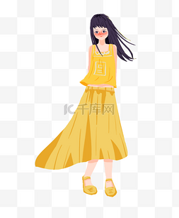 穿黄色裙子的女孩图片_穿黄色裙子的女孩
