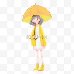 黄色的伞图片_撑着伞的女生