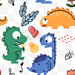 六一儿童节可爱恐龙平铺创意底纹