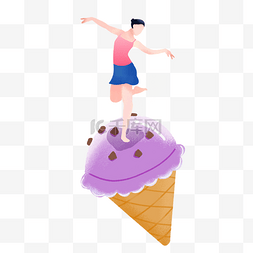 女孩在跳舞图片_大暑女孩在冰淇淋上跳舞PNG素材