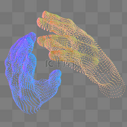 科技智能双手魔幻数据点状黄色蓝