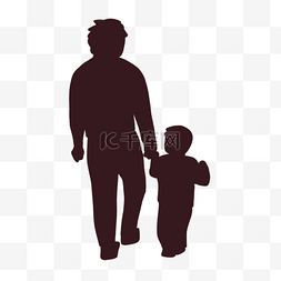 父亲和孩子的剪影图片_卡通父亲节父亲和孩子的剪影背影