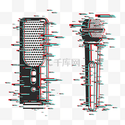 故障风麦克风图片_霓虹风格麦克风元素