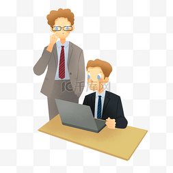 眼镜白领图片_商务人士看电脑谈话