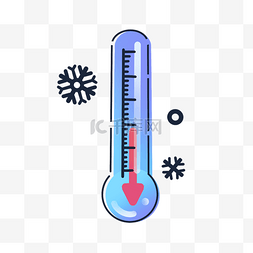 雪花红色图片_降温提示温度计