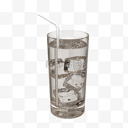 夏天饮料吸管图片_玻璃水杯加冰饮料