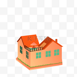 红色立体房子图片_卡通立体房子免抠图