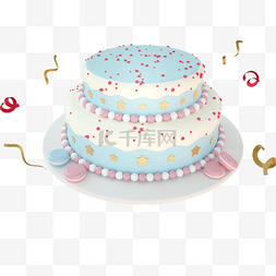 生日蛋糕卡图片_蓝色生日蛋糕