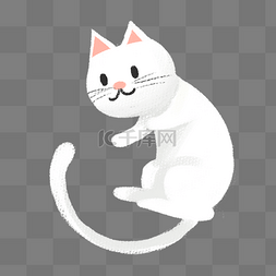 白色可爱宠物猫插画