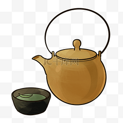 茶具茶壶茶杯插画