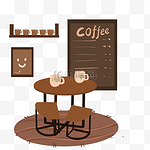 咖啡厅棕色桌椅