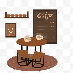 桌椅图片_咖啡厅棕色桌椅
