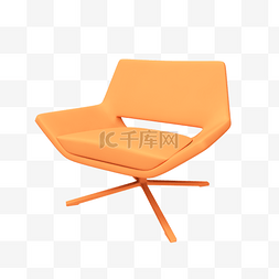 椅子海报图片_立体橙色C4D椅子装饰