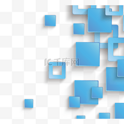 3d复古边框图片_方形蓝色抽象业务几何边框