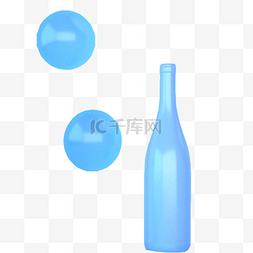 蓝色酒瓶物品装饰