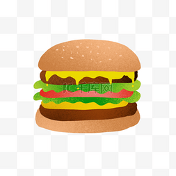 喜欢吃汉堡图片_彩色手绘汉堡美食元素