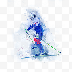 创意水彩滑雪人物