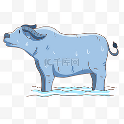 蓝色犀牛动物插图