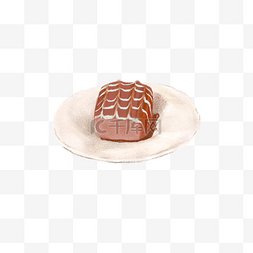 巧克力甜品手绘图片_手绘写实巧克力包心面包