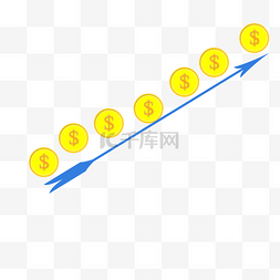 线条上升图片_金币上升线条