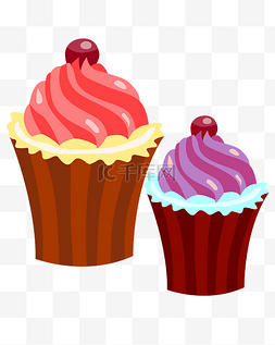 手绘奶油美味甜品图片_卡通手绘甜品甜点美食之纸杯蛋糕