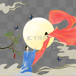 七夕牛郎织女相会图片_国潮七夕牛郎织女相会