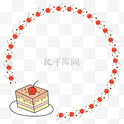 可爱红色樱桃蛋糕食物边框
