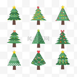 圣诞节各种各样的圣诞树