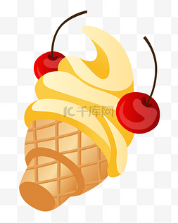 矢量樱桃味甜筒冰淇淋