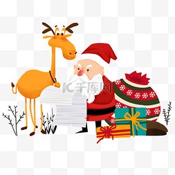 彩色麋鹿图片_彩色圣诞节节日插画