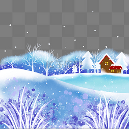 地面积雪图片_紫色雪地房屋