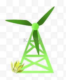 风车创意图片_绿色的旋转风车