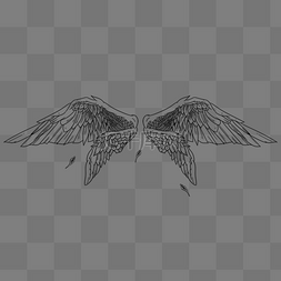 小翅膀白色图片_黑色手绘线性翅膀