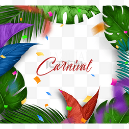 彩色的叶片图片_多彩的热带植物离开狂欢节边框