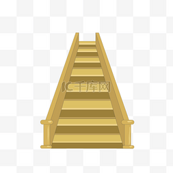 棕色的木质楼梯插画