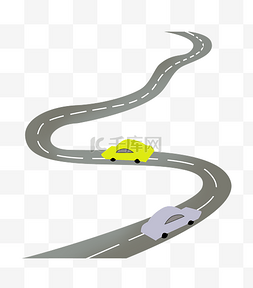 卡通汽车黄色图片_高速公路和汽车插图