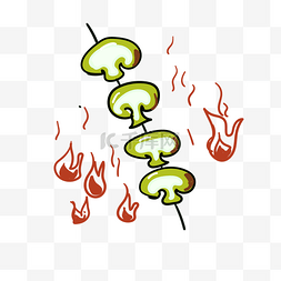 烤绿色蔬菜卡通插画