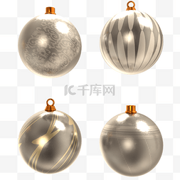 条纹装饰球图片_银色条纹圣诞装饰球