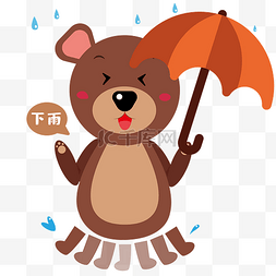 下雨了图片_小熊下雨了表情包
