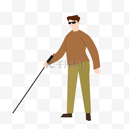 盲人走盲人道图片_拿导盲棍的盲人