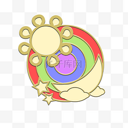 太阳月亮花纹徽章